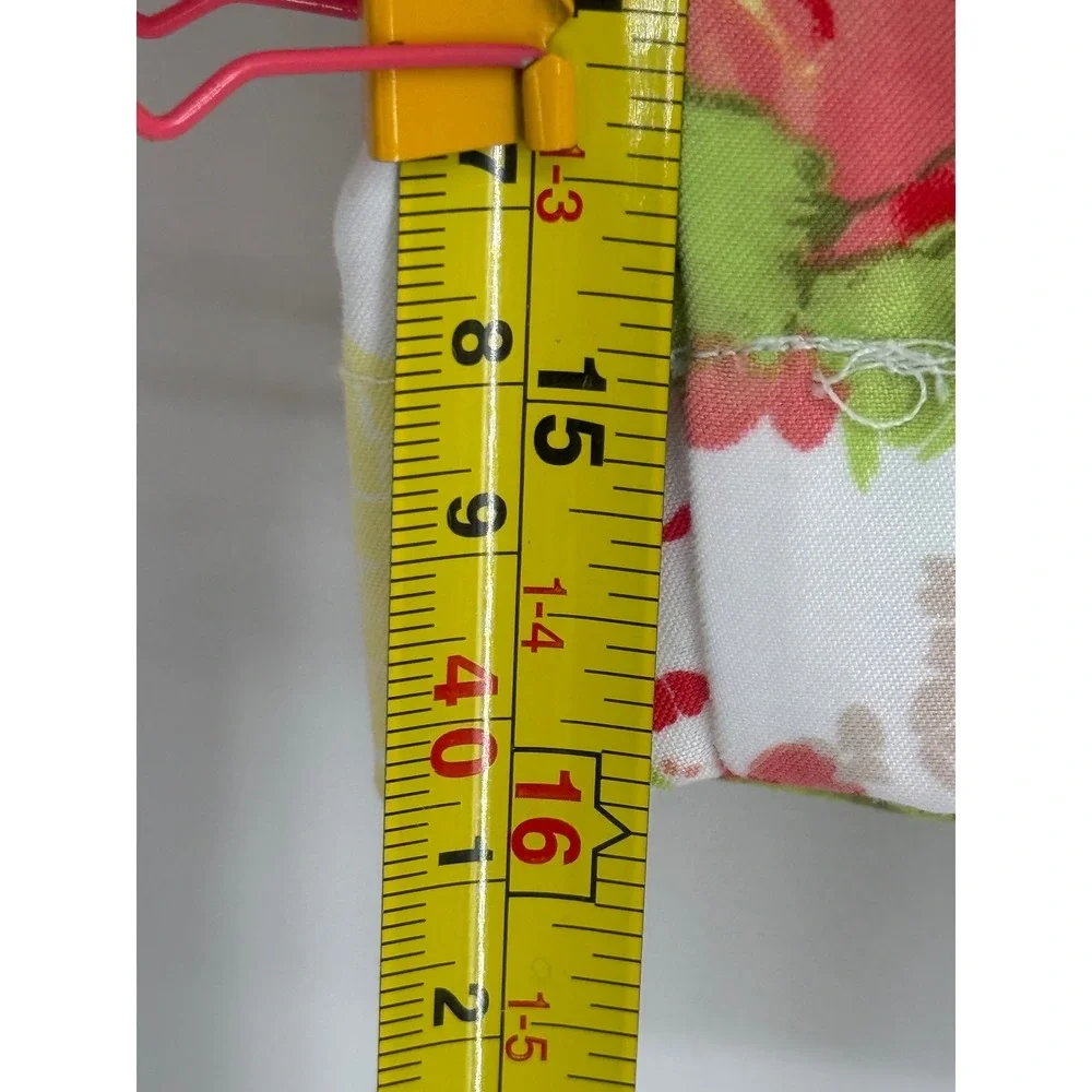 Alia Womens Floral Cropped Pants Red Green Yellow Elastic Waist Sz 8 Wide Leg